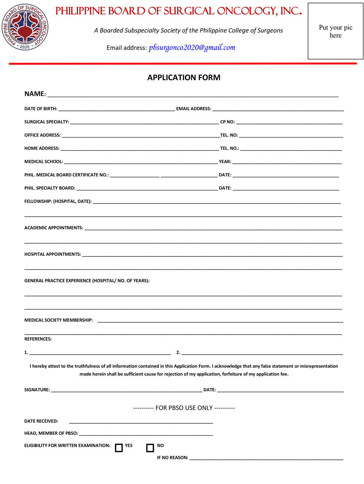 PBSO Application Form PDF